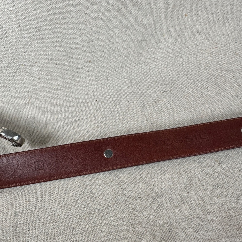 Fossil Womens Brown Leather Western Belt Silver‎ Ornate Concho Buckle Size L - Picture 9 of 9